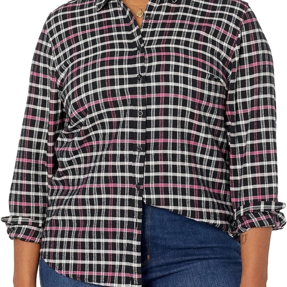 Good Threads Plaid Button-Up Shirt - Black and Pink - Picture 1 of 7